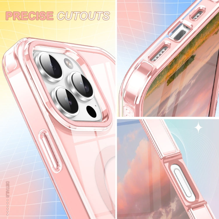 For iPhone 16 Pro Max Colorful MagSafe Magnetic PC Hybrid TPU Phone Case(Pink)