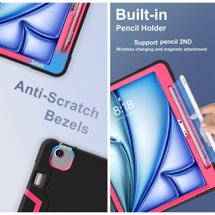 For iPad Air 11 2024 Contrast Color Silicone Acrylic PC Tablet Case with Holder(Black Rose Red) - iPad Air 11 2024 Cases by PMC TechLife | Online Shopping South Africa | PMC TechLife | Buy Now Pay Later Mobicred