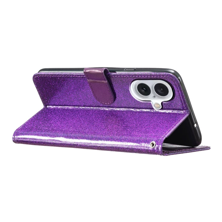 For iPhone 16 Plus Glitter Powder Flip Leather Phone Case(Purple) - iPhone 16 Plus Cases by PMC TechLife | Online Shopping South Africa | PMC TechLife | Buy Now Pay Later Mobicred