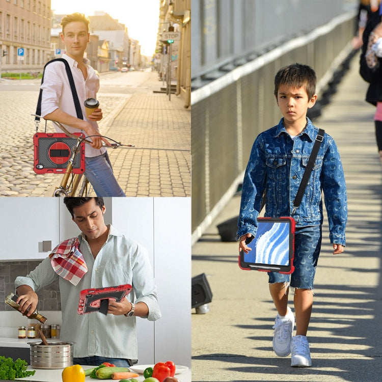 For iPad Air 11 2024 / Air 2022 10.9 360 Degree Rotation PC Contrast Silicone Tablet Case(Red + Black)
