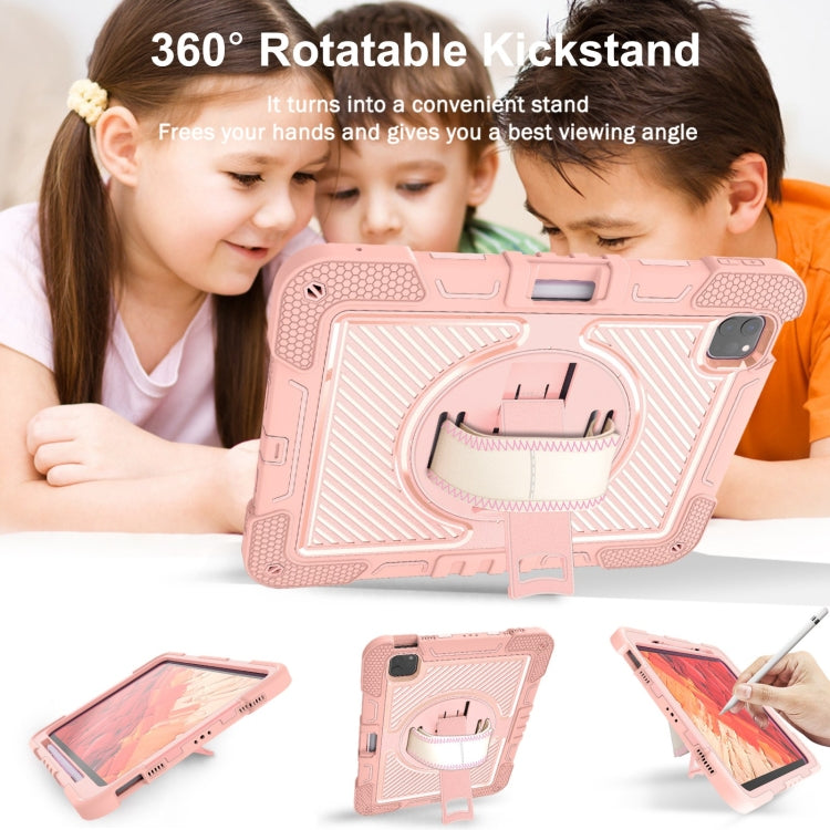 For iPad Pro 11 2024 360 Degree Rotation PC Contrast Silicone Tablet Case(Rose Gold)