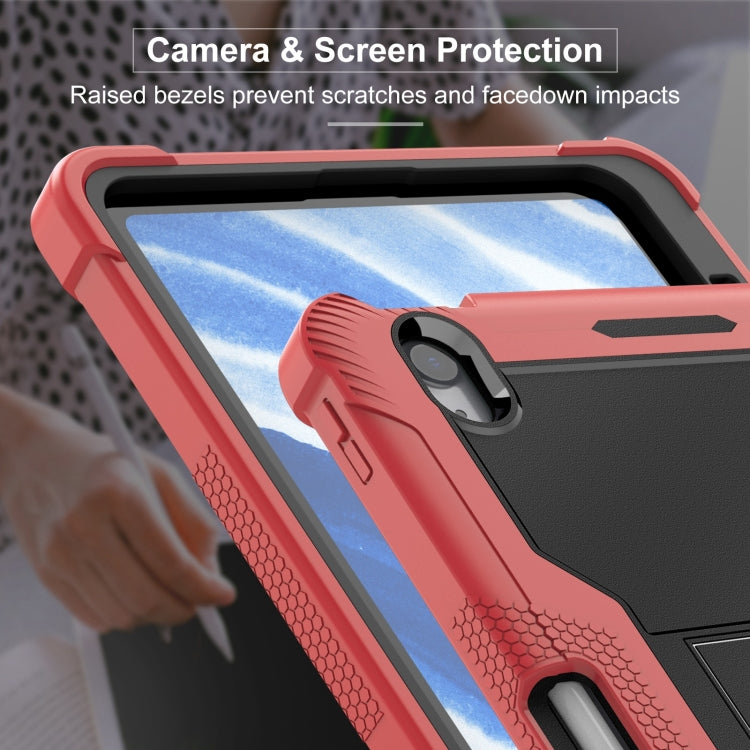 For iPad Air 11 2024 / Air 2022 10.9 Shockproof Silicone Hybrid PC Tablet Case with Holder(Black + Red) - iPad Air 11 2025 / 2024 Cases by PMC TechLife | Online Shopping South Africa | PMC TechLife | Buy Now Pay Later Mobicred