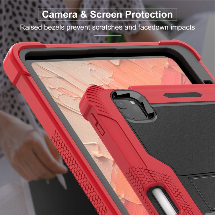For iPad Pro 11 2024 Shockproof Silicone Hybrid PC Tablet Case with Holder(Black + Red) - free shipping - PMC TechLife - Order now!