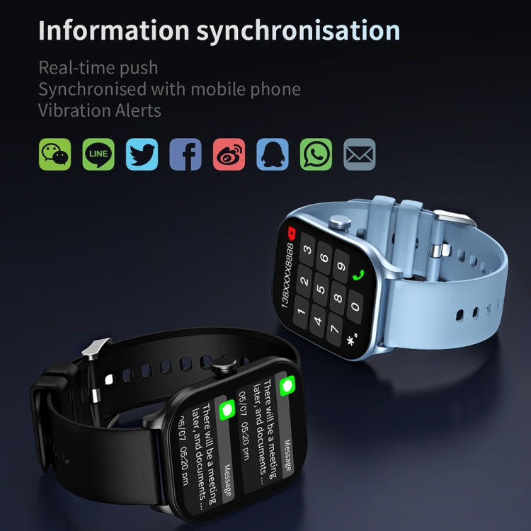 CY900 2.1 inch HD Square Screen Smart Watch, Supports Bluetooth Call / Wellness Tracking(Black)
