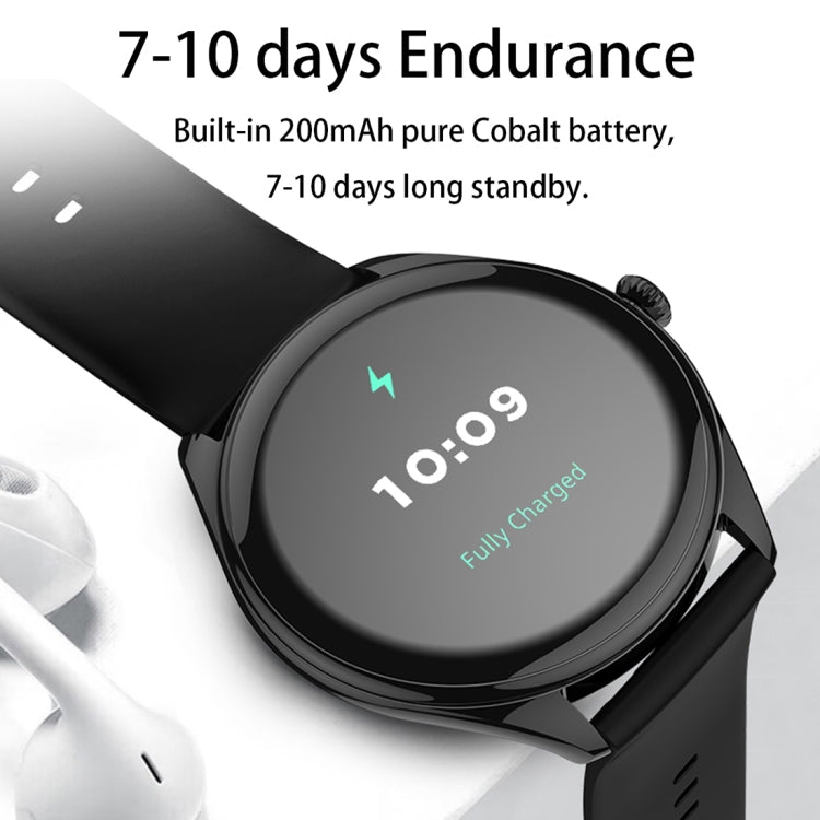 MT55 1.43 inch AMOLED HD Screen Ultra-thin Smart Call Health Watch, Silicone Strap(Black)