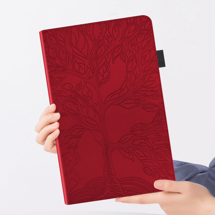 For iPad Pro 11 2024 Tree Life Series Embossed Smart Leather Tablet Case(Red)