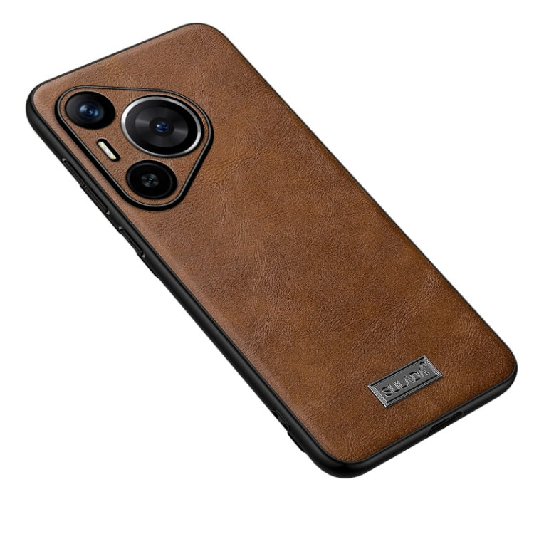 For Huawei Pura 70 SULADA Shockproof TPU Hybrid Handmade Leather Phone Case(Brown)