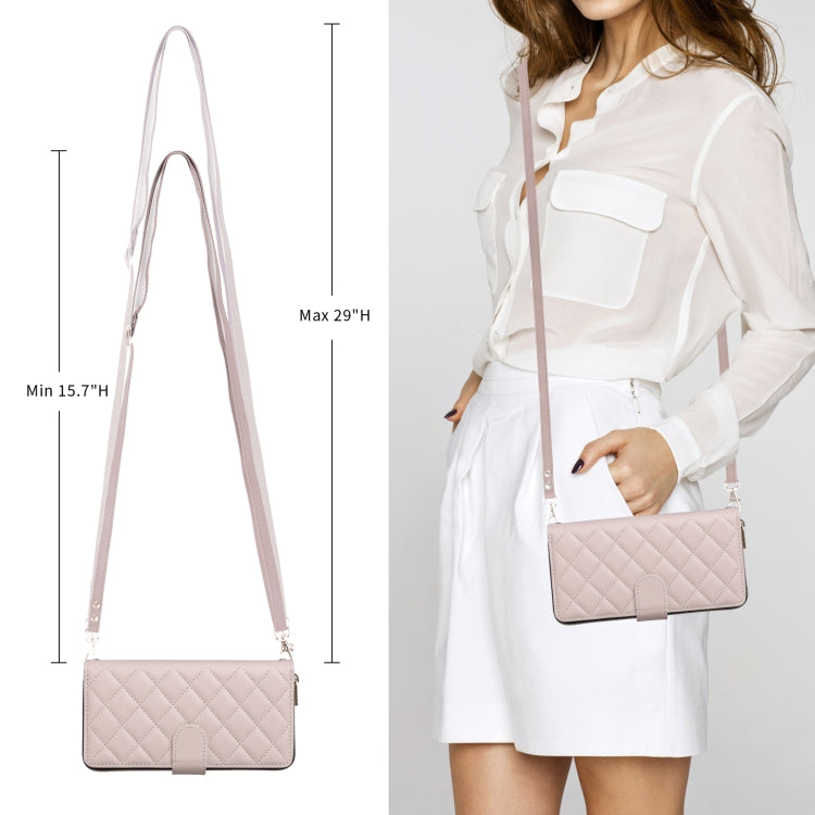 For Samsung Galaxy S24 Ultra 5G Crossbody Rhombic Zipper Tower Buckle Leather Phone Case with Lanyard(Beige)