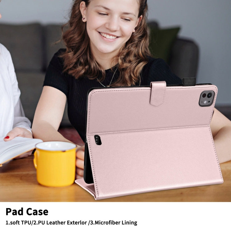 For iPad Pro 13 2024 Rhombus Lattice Leather Smart Tablet Case(Rose Gold) - iPad Pro 13 2024 Cases by PMC TechLife | Online Shopping South Africa | PMC TechLife | Buy Now Pay Later Mobicred
