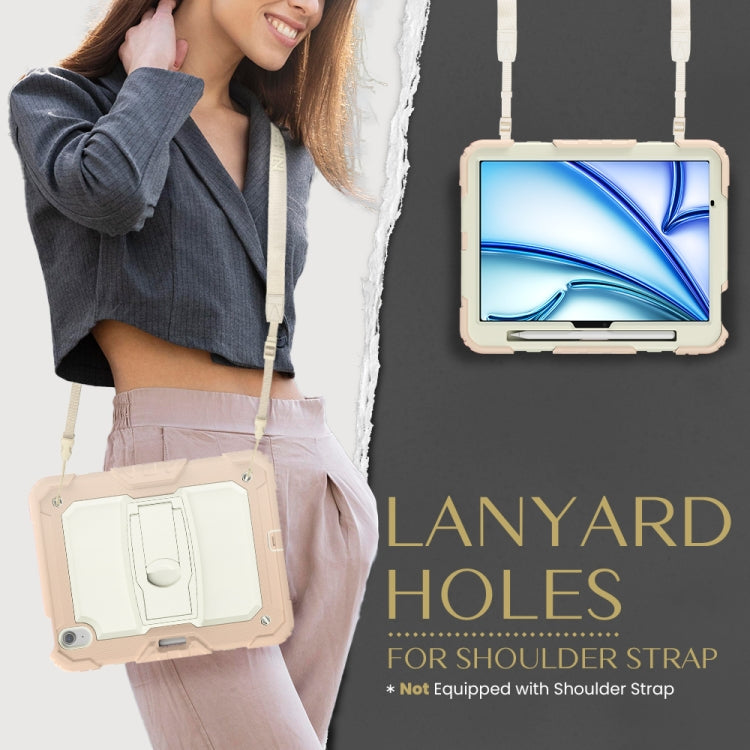 For iPad Air 11 2024 Silicone Hydric PC Tablet Case with Shoulder Strap & Holder(Rose Gold) - iPad Air 11 2024 Cases by PMC TechLife | Online Shopping South Africa | PMC TechLife | Buy Now Pay Later Mobicred