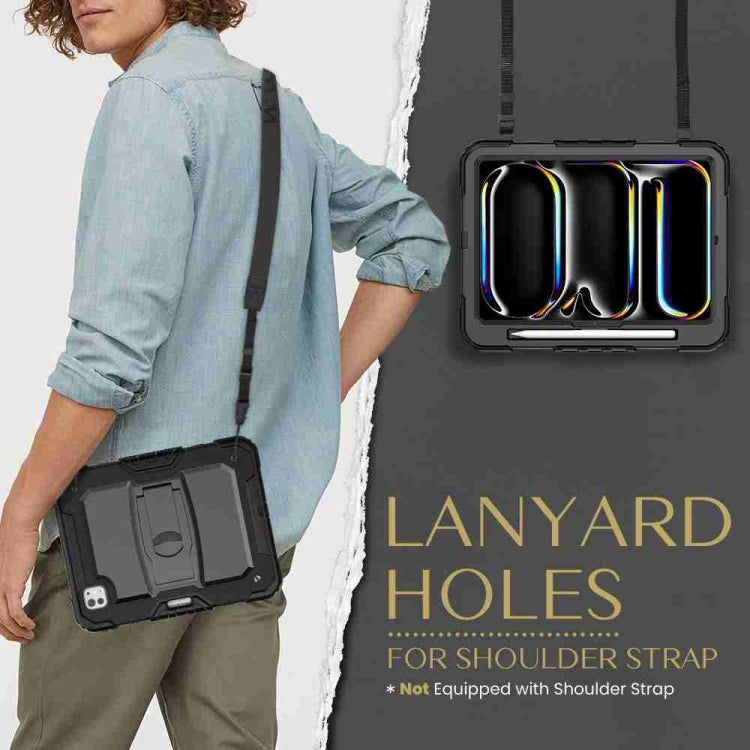 For iPad Pro 11 2024 Silicone Hydric PC Tablet Case with Shoulder Strap & Holder(Black) - free shipping - PMC TechLife - Order now!