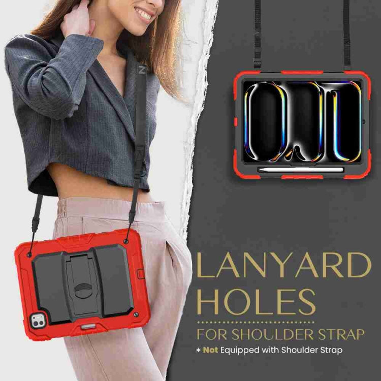 For iPad Pro 11 2024 Silicone Hydric PC Tablet Case with Shoulder Strap & Holder(Red) - iPad Pro 11 2024 Cases by PMC TechLife | Online Shopping South Africa | PMC TechLife | Buy Now Pay Later Mobicred