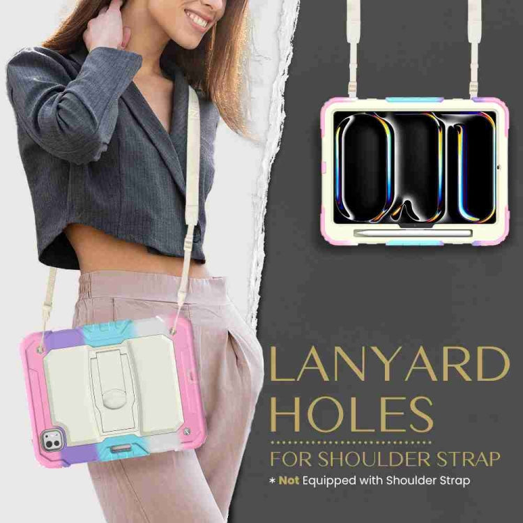 For iPad Pro 11 2024 Silicone Hydric PC Tablet Case with Shoulder Strap & Holder(Camouflage Pink) - iPad Pro 11 2024 Cases by PMC TechLife | Online Shopping South Africa | PMC TechLife | Buy Now Pay Later Mobicred