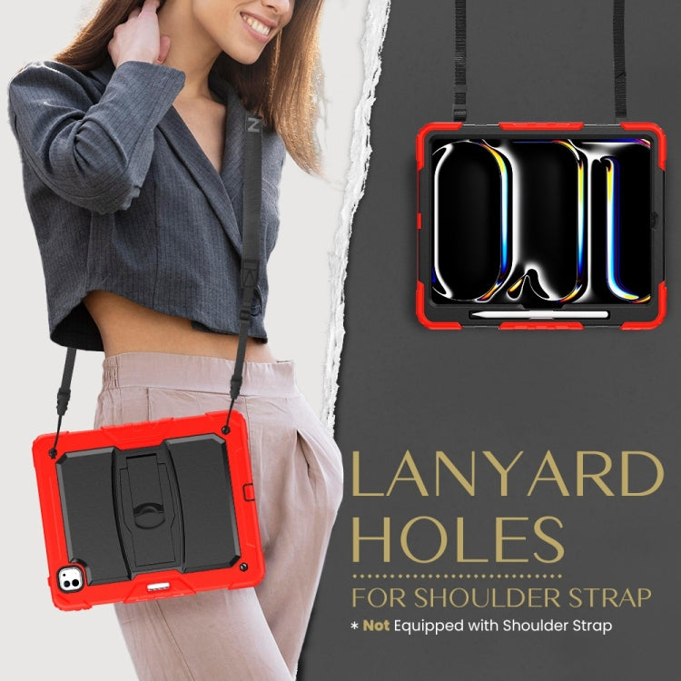 For iPad Pro 13 2024 Silicone Hydric PC Tablet Case with Shoulder Strap & Holder(Red) - iPad Pro 13 2024 Cases by PMC TechLife | Online Shopping South Africa | PMC TechLife | Buy Now Pay Later Mobicred