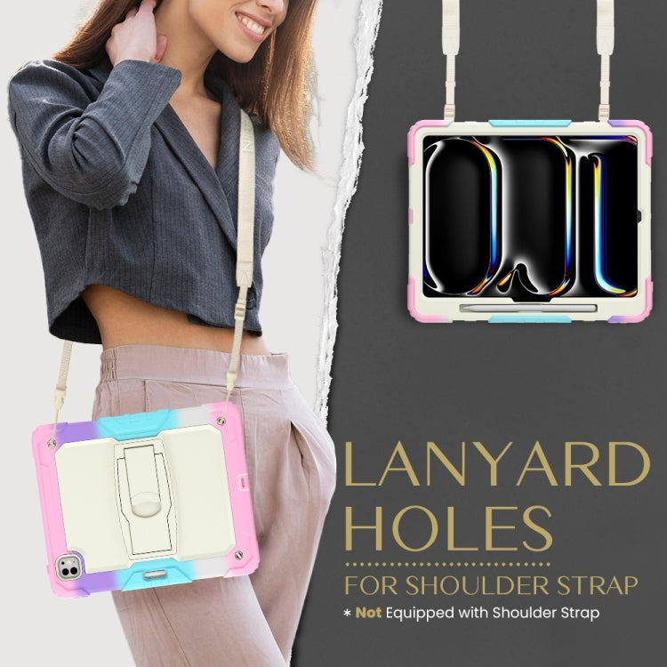 For iPad Pro 13 2024 Silicone Hydric PC Tablet Case with Shoulder Strap & Holder(Camouflage Pink) - iPad Pro 13 2024 Cases by PMC TechLife | Online Shopping South Africa | PMC TechLife | Buy Now Pay Later Mobicred