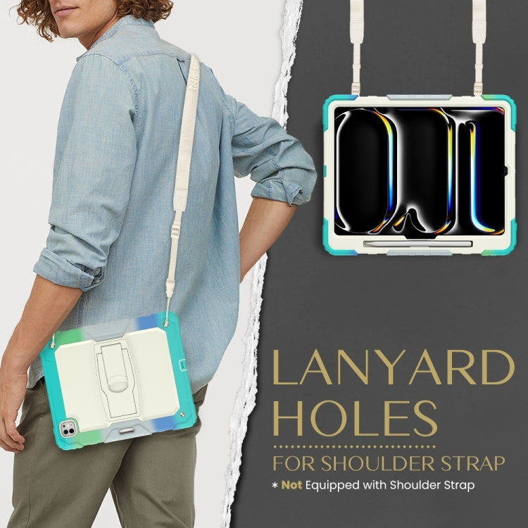 For iPad Pro 13 2024 Silicone Hydric PC Tablet Case with Shoulder Strap & Holder(Camouflage Light Blue) - iPad Pro 13 2024 Cases by PMC TechLife | Online Shopping South Africa | PMC TechLife | Buy Now Pay Later Mobicred