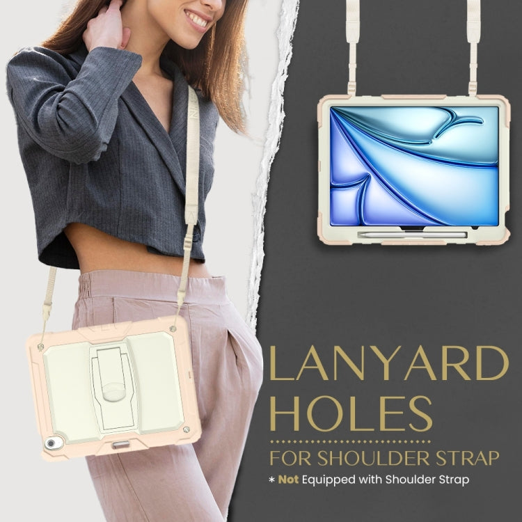 For iPad Air 13 2025 / 2024 Silicone Hydric PC Tablet Case with Shoulder Strap & Holder(Beige Rose Gold) - iPad Air 13 2025 / 2024 Cases by PMC TechLife | Online Shopping South Africa | PMC TechLife | Buy Now Pay Later Mobicred