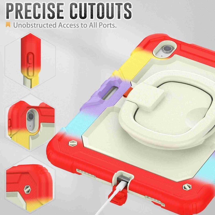 For iPad Air 11 2025 / 2024 Handle Silicone Hydric PC Tablet Case with Shoulder Strap(Rainbow Red) - free shipping - PMC TechLife - Order now!