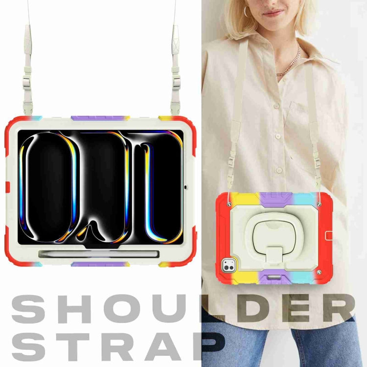 For iPad Pro 11 2024 Handle Silicone Hydric PC Tablet Case with Shoulder Strap(Camouflage Red) - iPad Pro 11 2024 Cases by PMC TechLife | Online Shopping South Africa | PMC TechLife | Buy Now Pay Later Mobicred