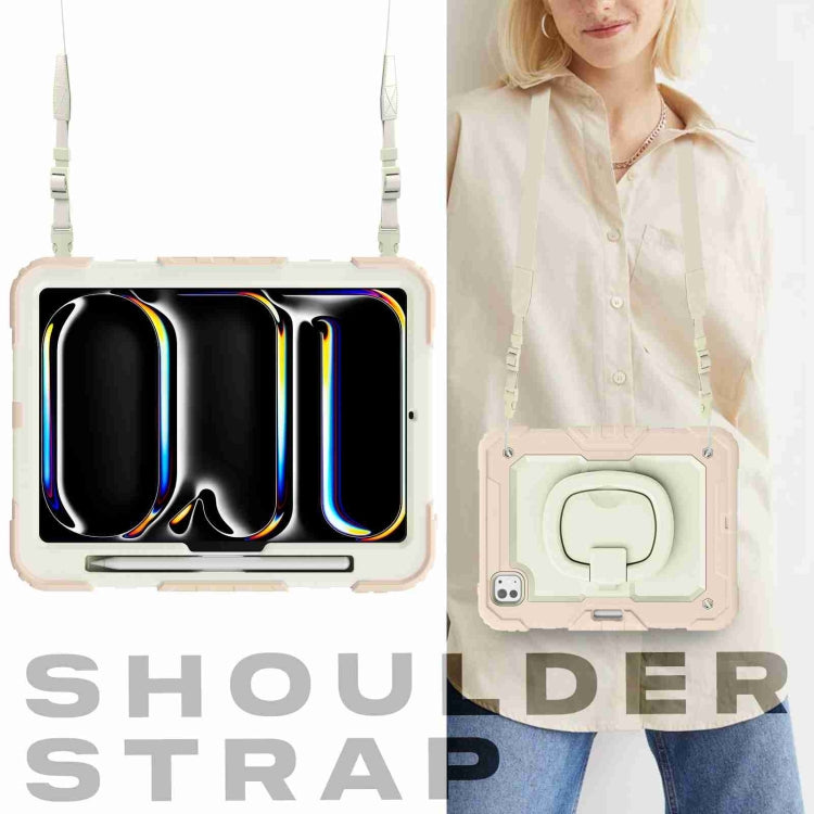 For iPad Pro 11 2024 Handle Silicone Hydric PC Tablet Case with Shoulder Strap(Beige Rose Gold) - iPad Pro 11 2024 Cases by PMC TechLife | Online Shopping South Africa | PMC TechLife | Buy Now Pay Later Mobicred