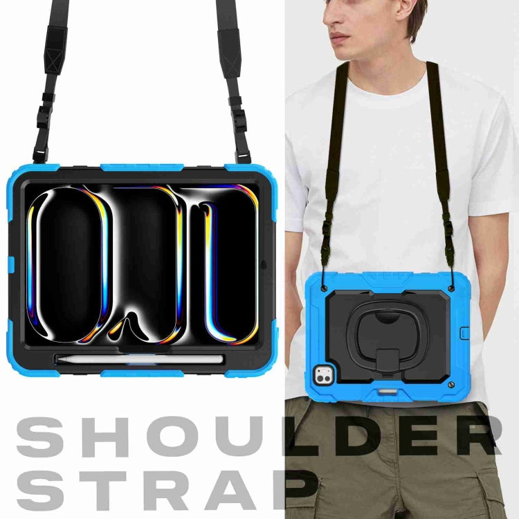 For iPad Pro 11 2024 Handle Silicone Hydric PC Tablet Case with Shoulder Strap(Light Blue) - iPad Pro 11 2024 Cases by PMC TechLife | Online Shopping South Africa | PMC TechLife | Buy Now Pay Later Mobicred