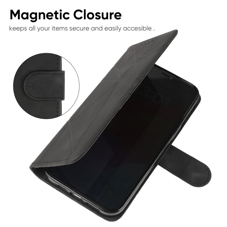 For Motorola Moto G Power 5G 2024 Skin Feel Geometric Lines Leather Phone Case(Black)