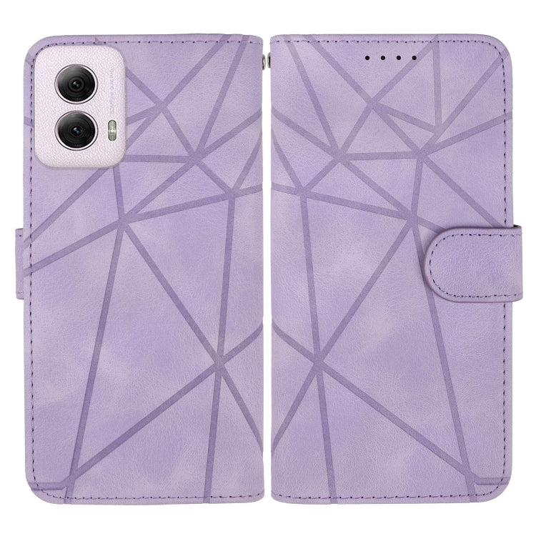 For Motorola Moto G Power 5G 2024 Skin Feel Geometric Lines Leather Phone Case(Purple)