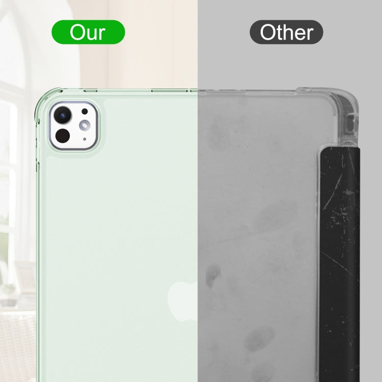 For iPad Pro 11 2024 Tri-fold Holder TPU Cover Frosted Leather Smart Tablet Case withh Pen Slot(Light Green) - iPad Pro 11 2024 Cases by PMC TechLife | Online Shopping South Africa | PMC TechLife | Buy Now Pay Later Mobicred