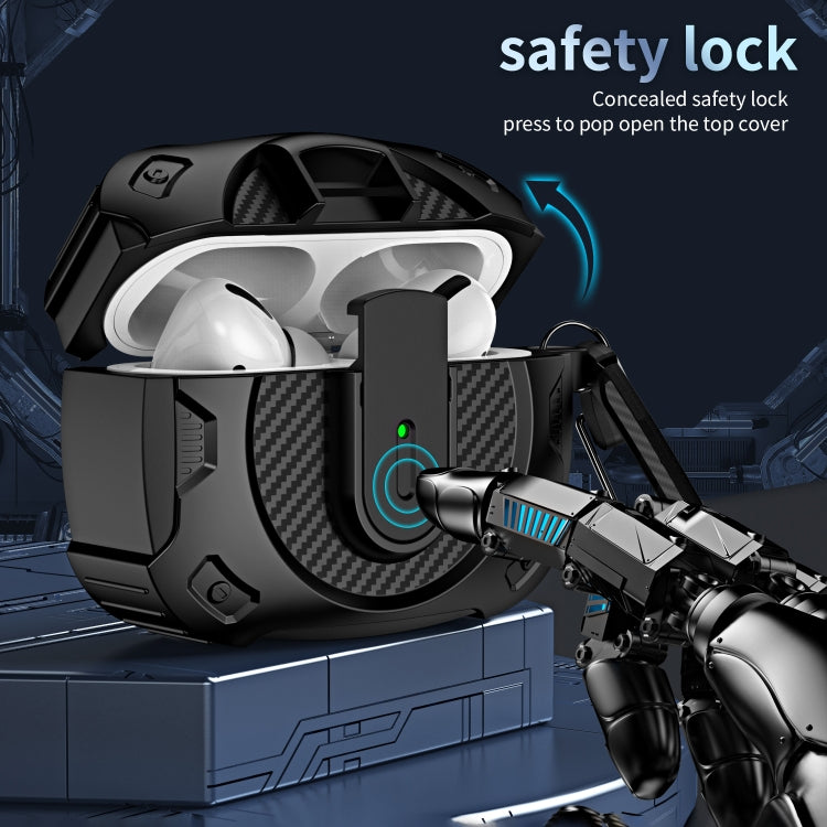 For AirPods 2 / 1 Lock Shockproof Bluetooth Earphone Protective Case(Black Silver)