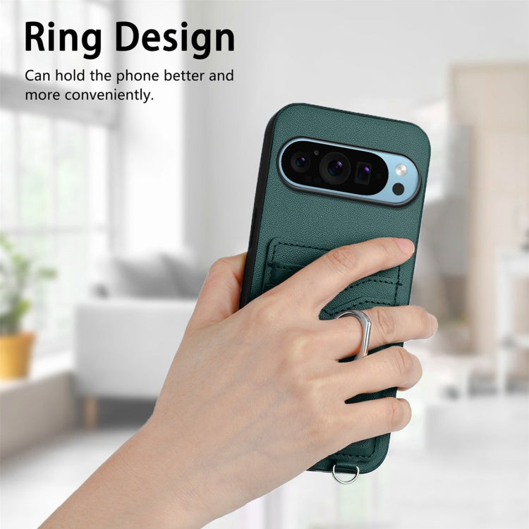 For Google Pixel 9 Pro XL R20 Ring Card Holder Phone Case(Green) - Google Cases by PMC TechLife | Online Shopping South Africa | PMC TechLife | Buy Now Pay Later Mobicred