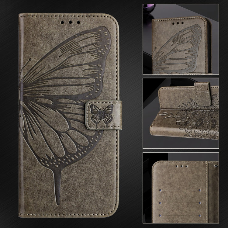 For Ulefone Note 14 Embossed Butterfly Leather Phone Case(Grey)