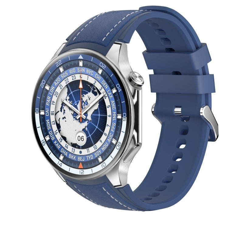 HD Watch X 1.43 inch IP68 BT5.3 Sport Smart Watch, Support Bluetooth Call / Sleep / Blood Oxygen / Heart Rate / Blood Pressure Health Monitor(Blue Leather + Blue Silicone Strap)