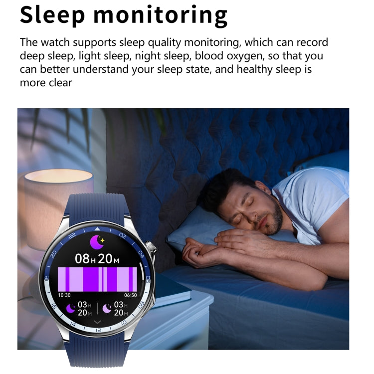HD Watch X 1.43 inch IP68 BT5.3 Sport Smart Watch, Support Bluetooth Call / Sleep / Blood Oxygen / Heart Rate / Blood Pressure Health Monitor(Silver Steel + Blue Silicone Strap)