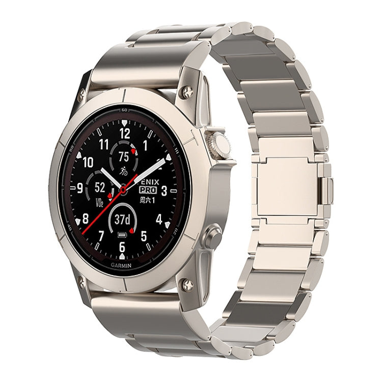 For Garmin Fenix 7 / Forerunner 965 22mm Three-Bead Magnetic Buckle Metal Quick Release Watch Band(Titanium)