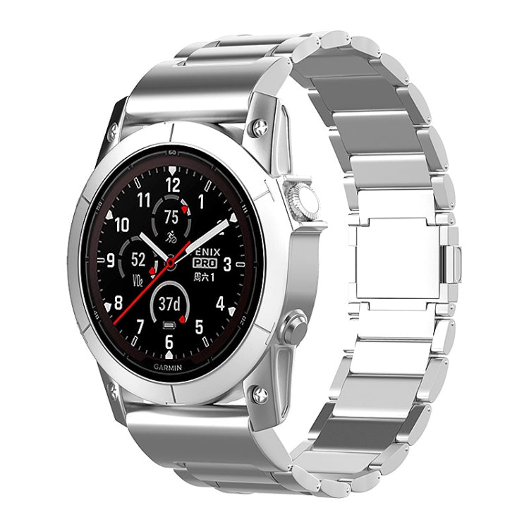 For Garmin Fenix 7 / Forerunner 965 22mm Three-Bead Magnetic Buckle Metal Quick Release Watch Band(Silver)