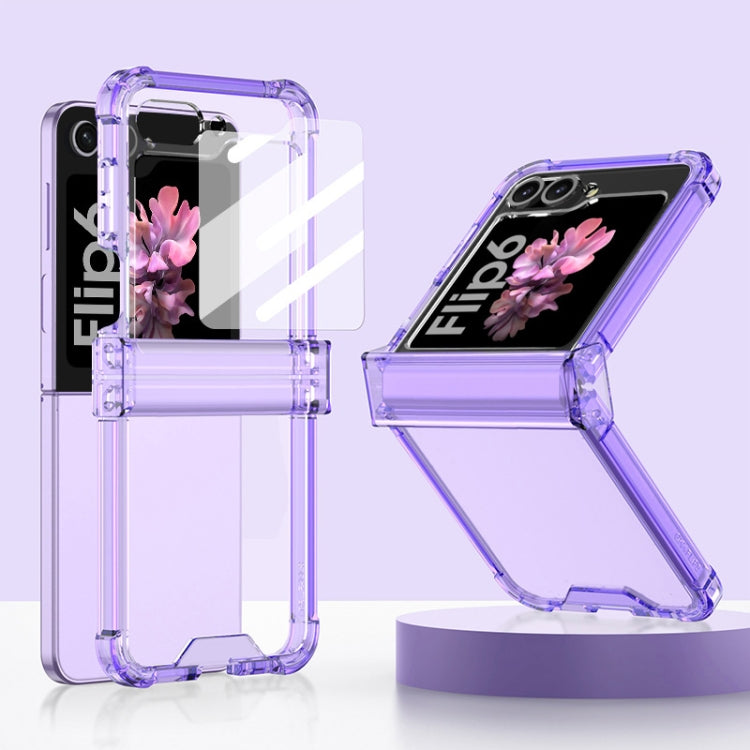 For Samsung Galaxy Z Flip6 GKK Airbag Hinge Full Coverage Phone Case with Tempered Film(Purple)