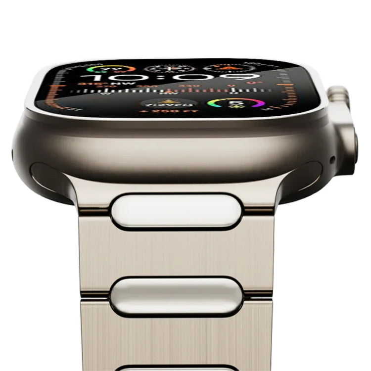For Apple Watch SE 2023 44mm Oval Butterfly Buckle Titanium Alloy Watch Band(Silver)