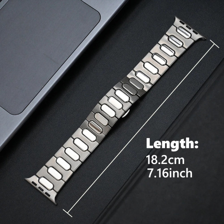 For Apple Watch Series 9 45mm Oval Butterfly Buckle Titanium Alloy Watch Band(Silver)