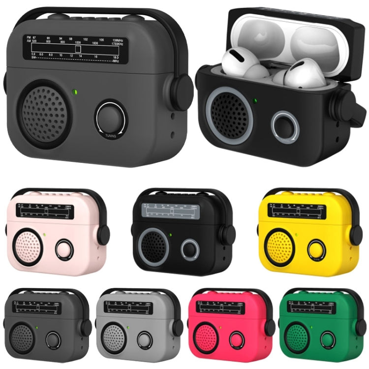 For AirPods Pro 2 Radio Style Wireless Bluetooth Earphones Shockproof Protective Case(Light Grey)