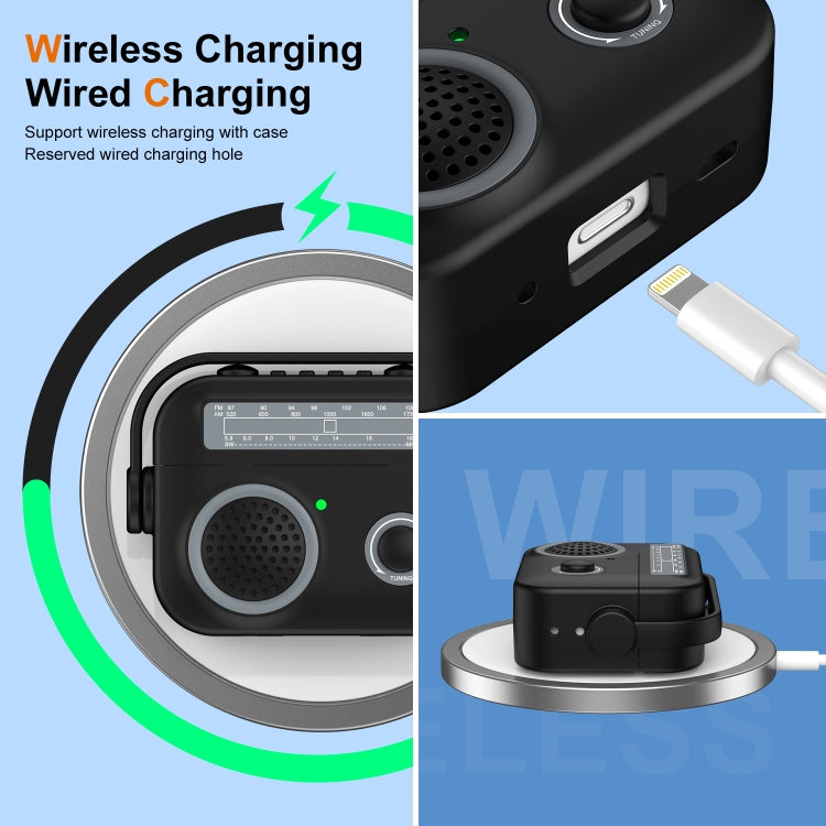 For AirPods Pro 2 Radio Style Wireless Bluetooth Earphones Shockproof Protective Case(Light Grey)