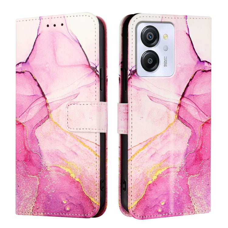 For Blackview Color 8 PT003 Marble Pattern Flip Leather Phone Case(Pink Purple Gold)