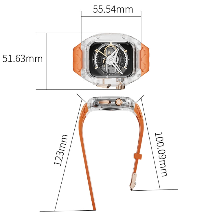 For Apple Watch SE 2023 44mm Modified PC Hybrid TPU Watch Case Band(Orange Transparent)