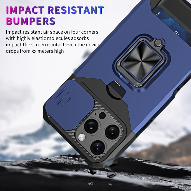 For iPhone 16 Pro Camera Shield Card Slot PC+TPU Phone Case(Silver)