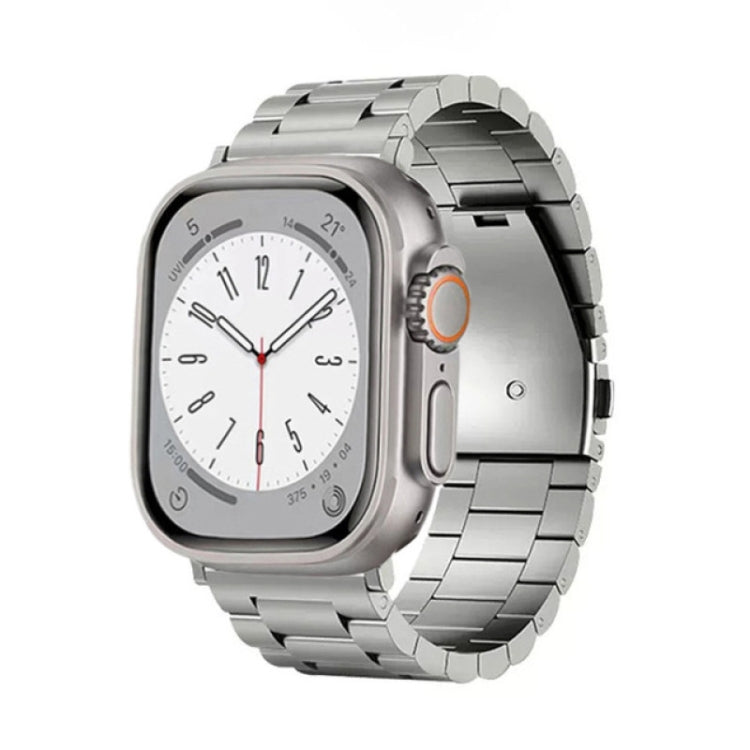 For Apple Watch SE 2022 44mm 3-Bead Flat Buckle Titanium Alloy Watch Band(Silver)