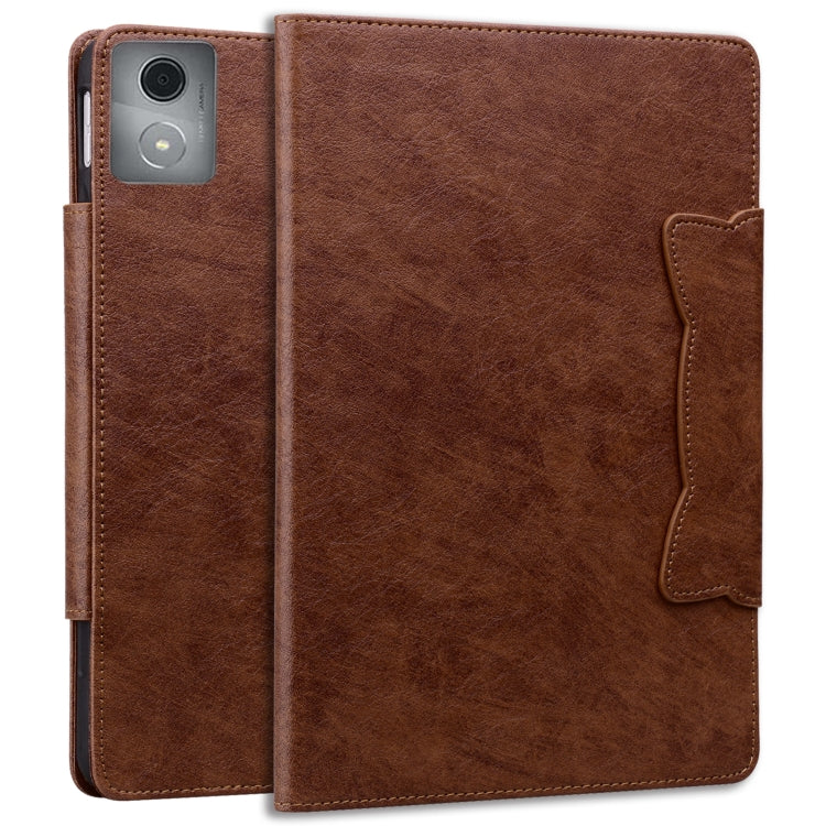 For Lenovo Tab K11 Plus / M11 Plus Cat Buckle Leather Tablet Case(Brown)