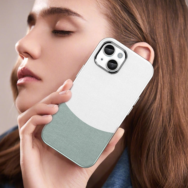 For iPhone 16 Leather Texture MagSafe Magnetic TPU + PC Phone Case(Cyan) - iPhone 16 Cases by PMC TechLife | Online Shopping South Africa | PMC TechLife | Buy Now Pay Later Mobicred