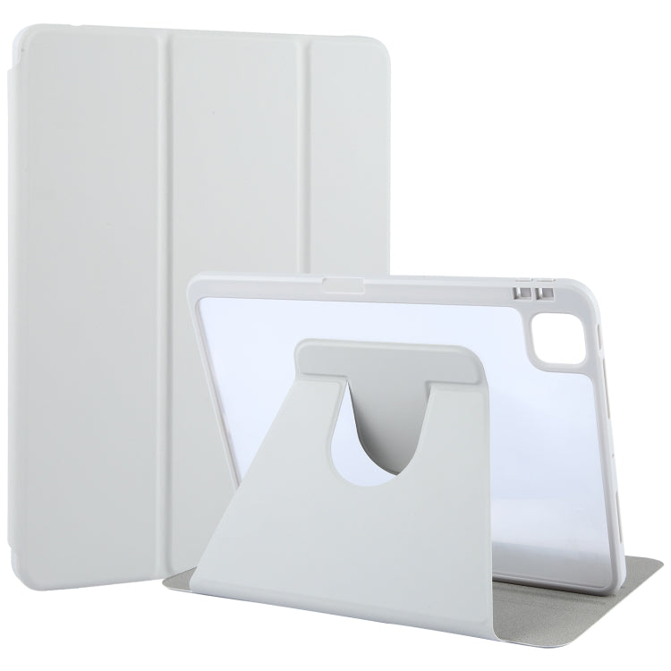 For iPad 2025 / 2022 GEBEI Acrylic TPU 3-folding Rotating Smart Tablet Leather Case withh Pen Slot(Grey)