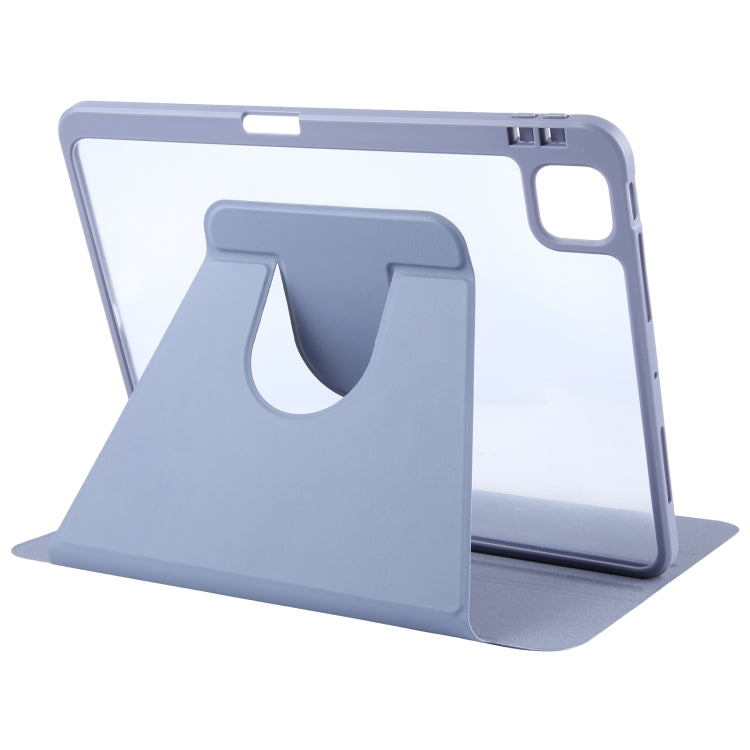 For iPad Air 13 2025 / 2024 GEBEI Acrylic TPU 3-folding Rotating Smart Tablet Leather Case withh Pen Slot(Light Purple)