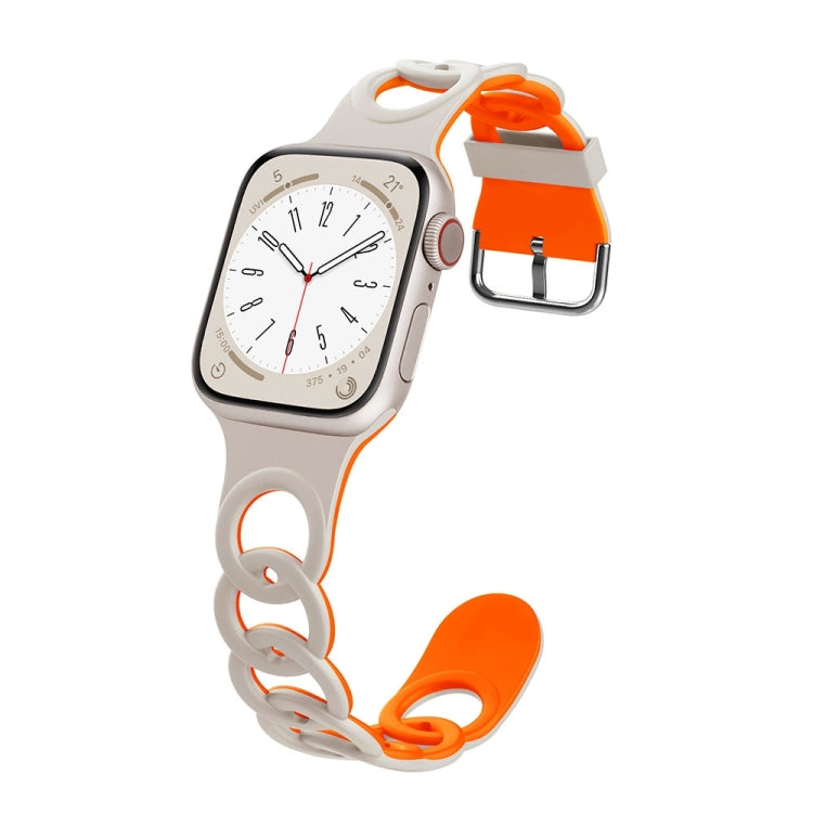 For Apple Watch Series 3 42mm Donut Hollow Silicone Watch Band(Starlight Orange)