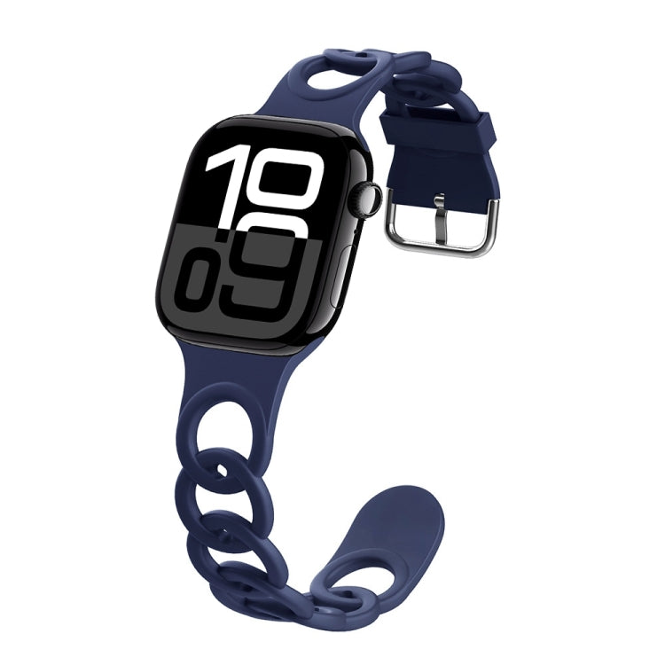 For Apple Watch Series 10 46mm Donut Hollow Silicone Watch Band(Midnight Blue)